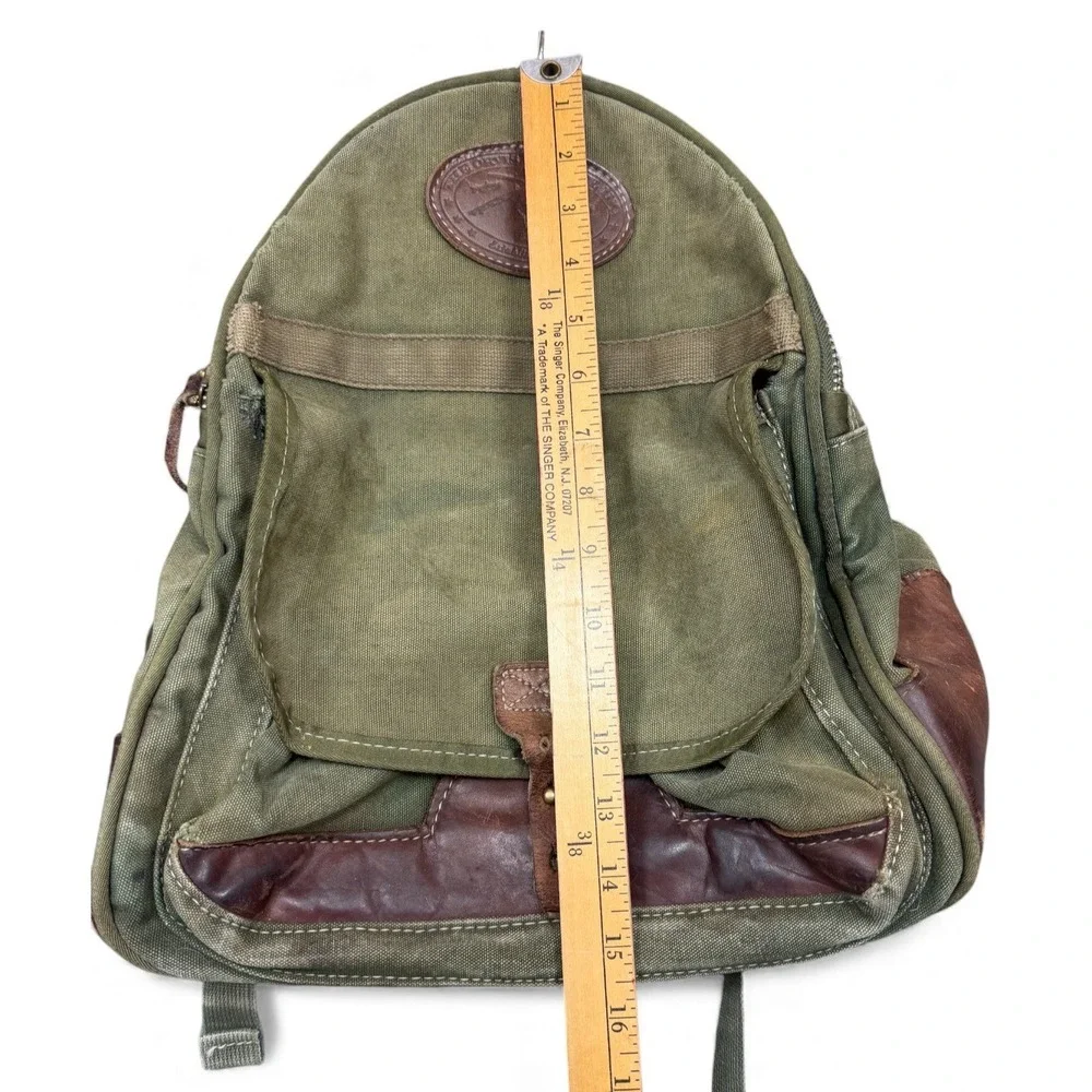 Vintage The Orvis Company Canvas Leather Backpack Green Outdoor Travel 80s 90s